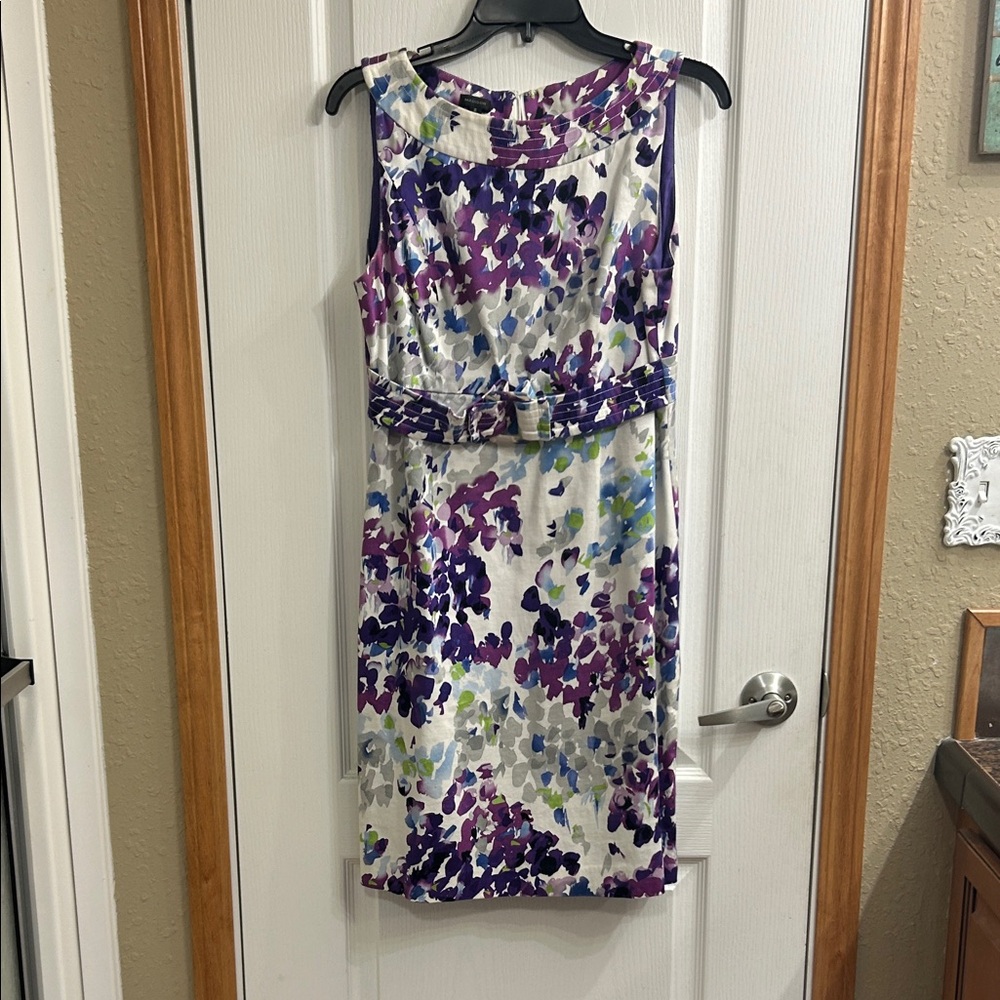 Madison Purple and White Floral Midi Dress